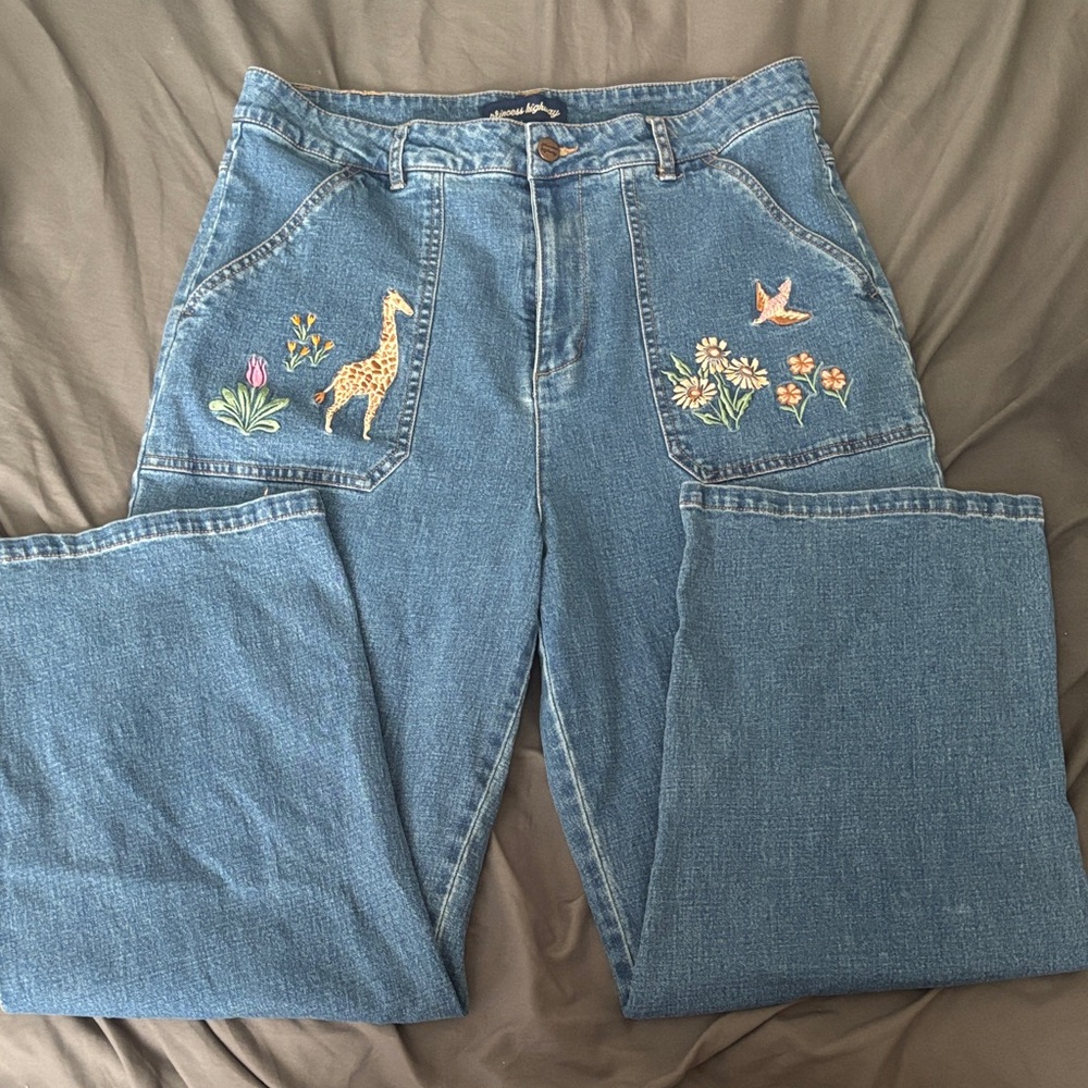 Princess Highway Embroidered Blue Denim Jeans